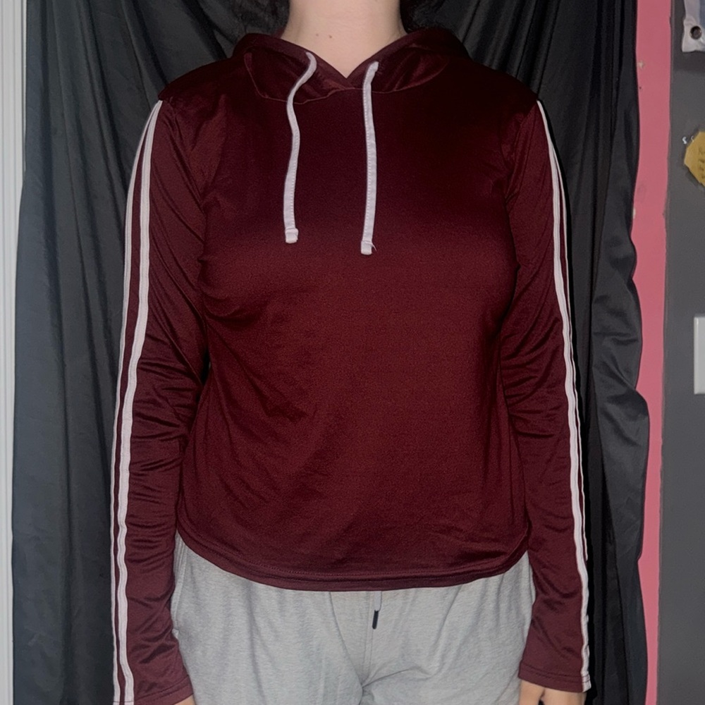 maroon long sleeve shirt